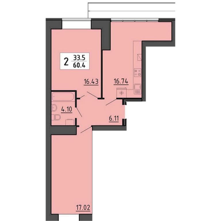 2-кімнатна квартира 62.1 кв. м у Тернополі, вул. Енергетична, 5