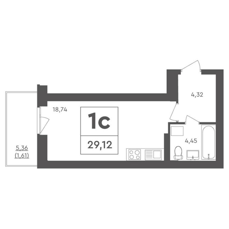 Продается 1-комнатная квартира 29.12 кв. м в Броварах, ул. Анатолия Луценко, 27 - фото 1