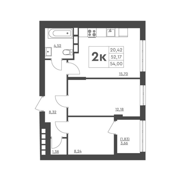 Продається 2-кімнатна квартира 54 кв. м у Броварах, вул. Анатолія Луценко, 27 - фото 1