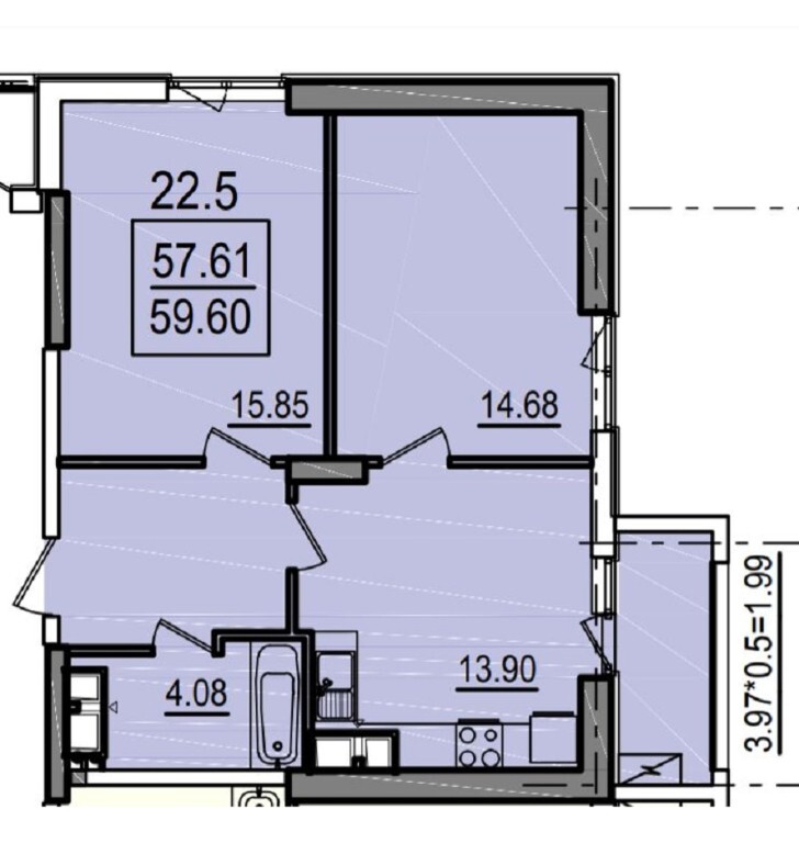 Продается 2-комнатная квартира 59.6 кв. м в Одессе, ул. Дача Ковалевского - фото 1