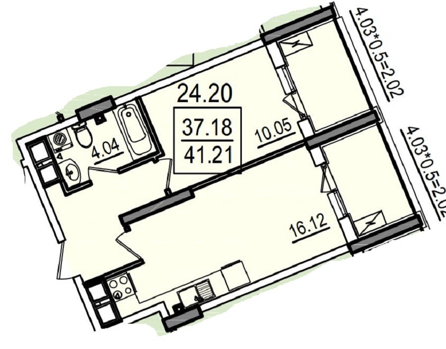 Продається 1-кімнатна квартира 41.21 кв. м у Одесі, вул. Дача Ковалевського