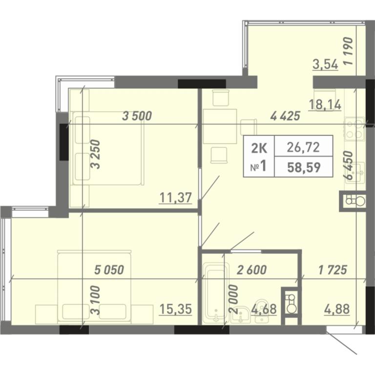 Продается 2-комнатная квартира 57 кв. м в Одессе, ул. Академика Вильямса, 95/3