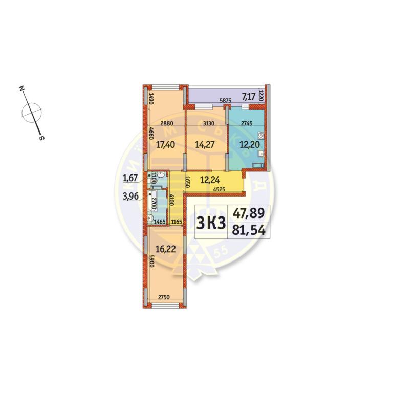 Продается 3-комнатная квартира 81.54 кв. м в Киеве, просп. Отрадный, 93/2