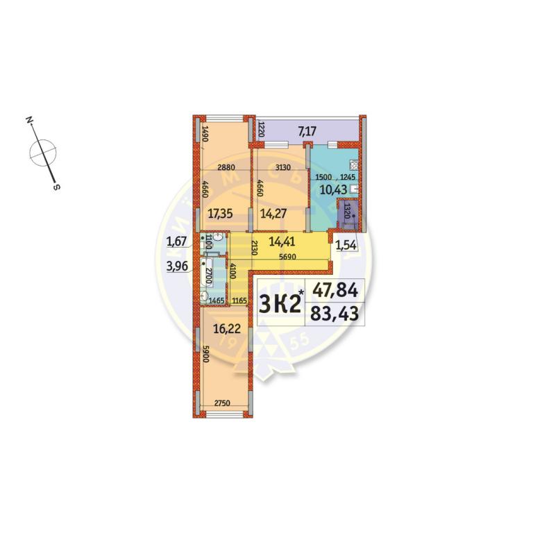 Продается 3-комнатная квартира 83.43 кв. м в Киеве, просп. Отрадный, 93/2