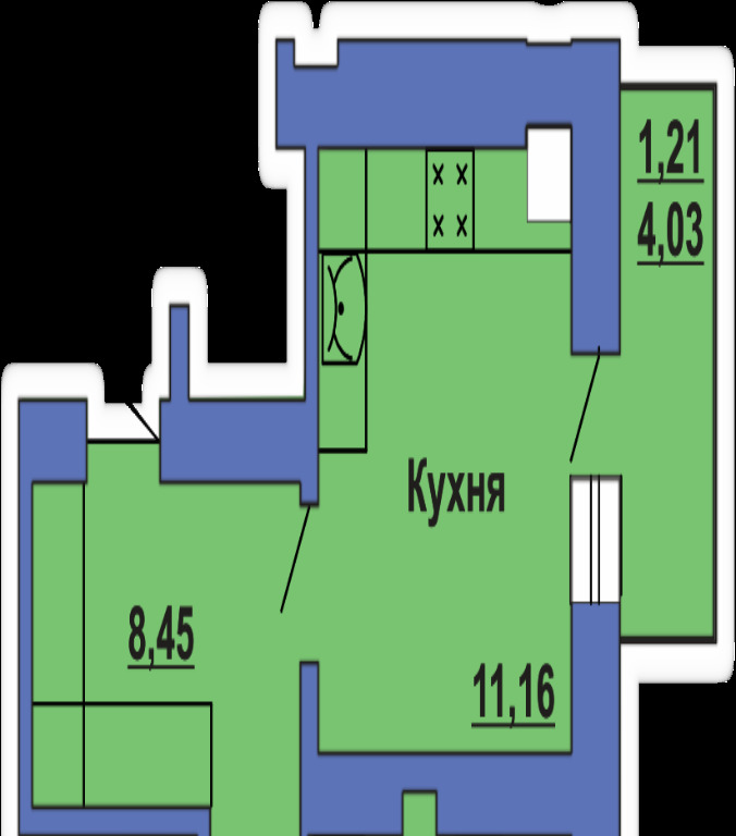 Продается 1-комнатная квартира 42 кв. м в Полтаве