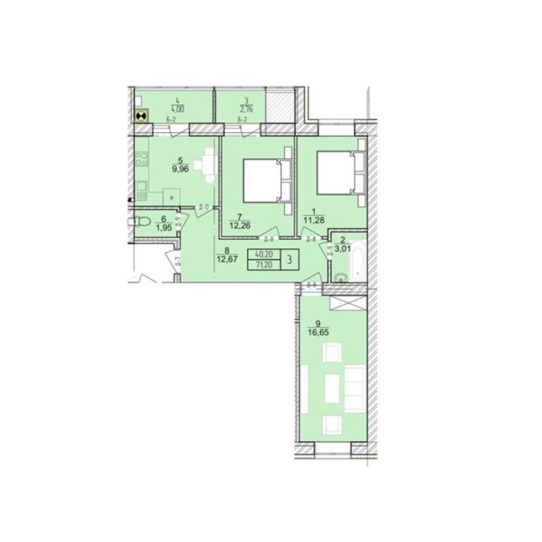 Продается 3-комнатная квартира 71.2 кв. м в Хмельницком, пер. Независимости, 11-13 - фото 1