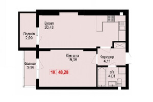 Продается 1-комнатная квартира 48.28 кв. м в Ивано-Франковске, цена: 22500 $