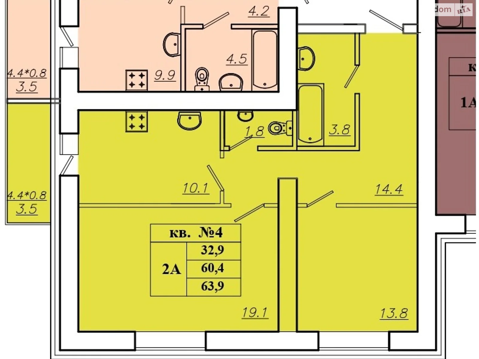 Продается 2-комнатная квартира 64 кв. м в Полтаве, ул. Башкирцевой Марии, 22