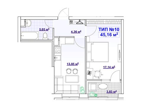 Продается 1-комнатная квартира 44.93 кв. м в Днепре, Запорожское шоссе