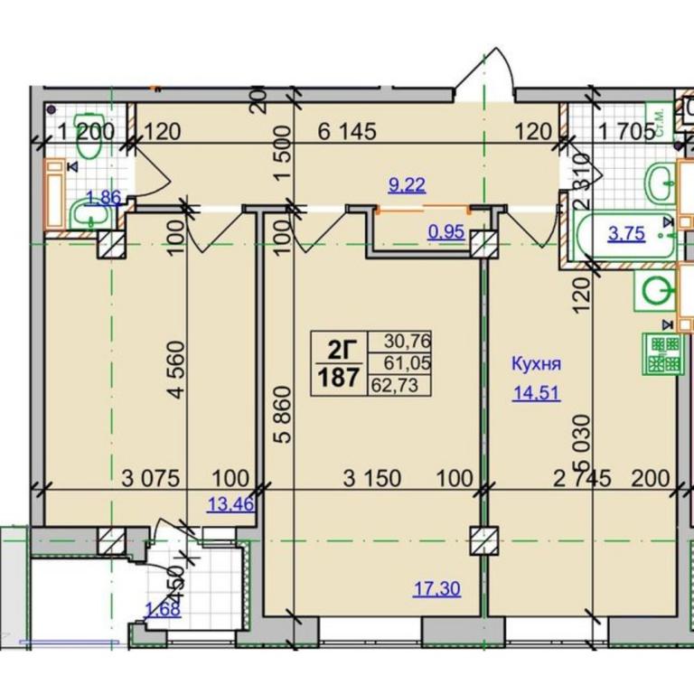 Продается 2-комнатная квартира 62.73 кв. м в Харькове, ул. Оренбургская, 9