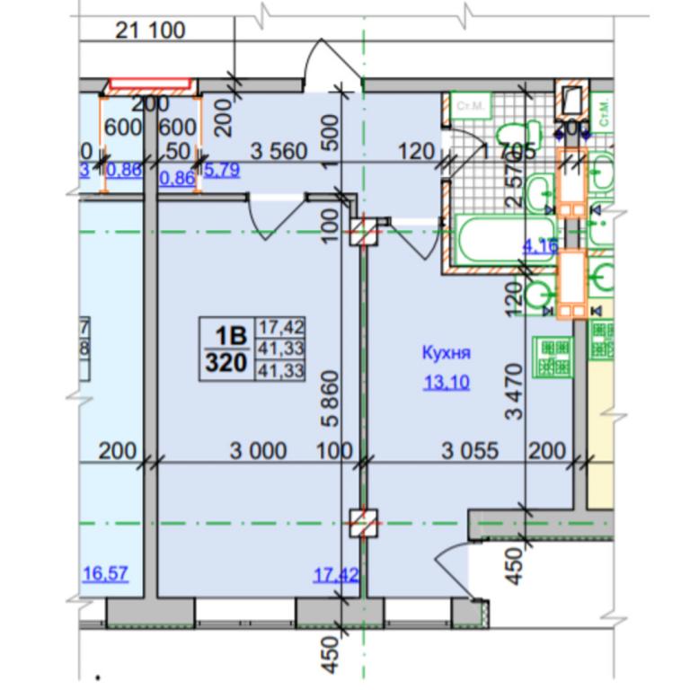 Продается 1-комнатная квартира 41.33 кв. м в Харькове, ул. Оренбургская, 9