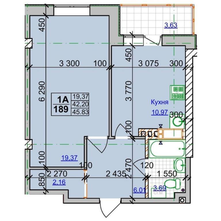 Продается 1-комнатная квартира 45.83 кв. м в Харькове, ул. Оренбургская, 9