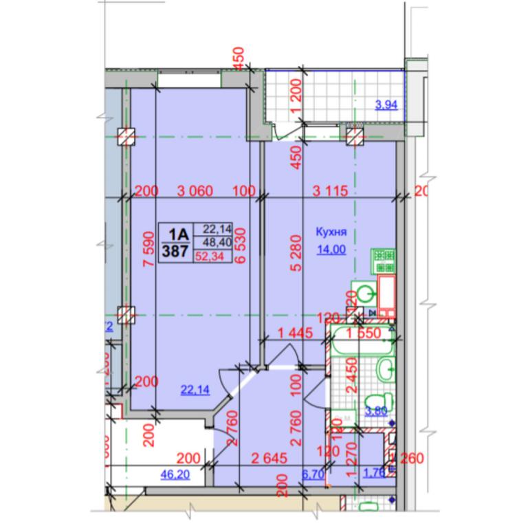 Продается 1-комнатная квартира 52.34 кв. м в Харькове, ул. Оренбургская, 9