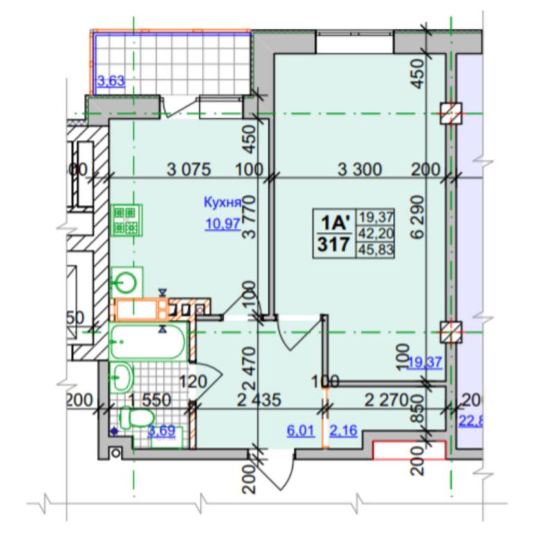 Продается 1-комнатная квартира 45.83 кв. м в Харькове, ул. Оренбургская, 9