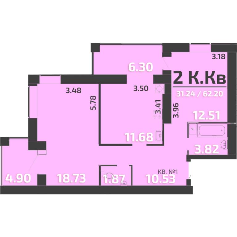2-комнатная квартира 62 кв. м в Запорожье, ул. Святого Николая, 53