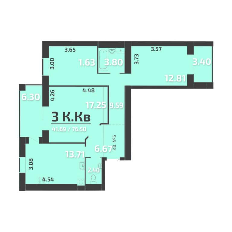3-комнатная квартира 76 кв. м в Запорожье, ул. Святого Николая, 53