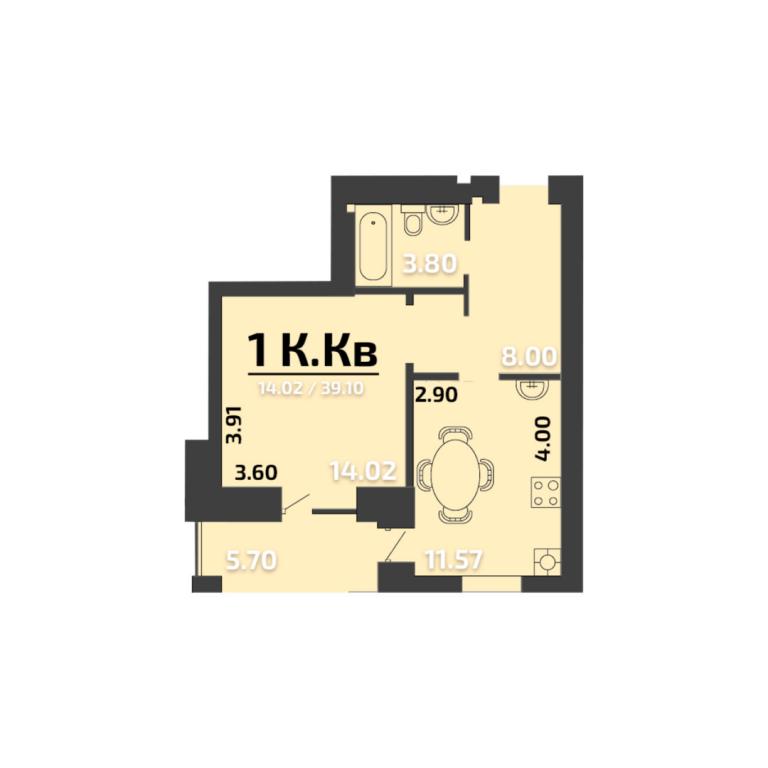 Продається 1-кімнатна квартира 39.1 кв. м у Миколаєві, вул. Озерна, 47А