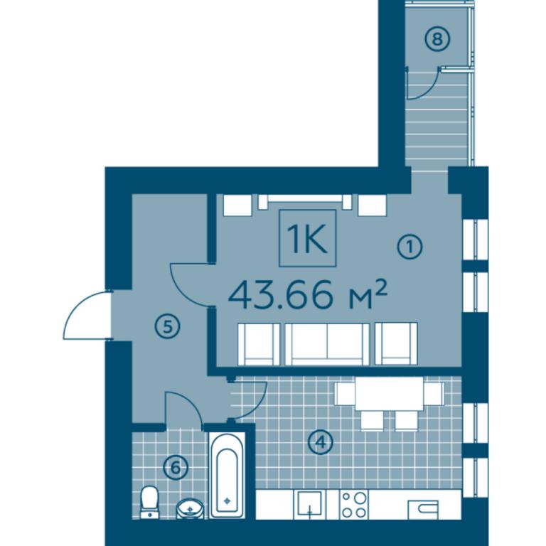 Продається 1-кімнатна квартира 43.66 кв. м у Бучі, вул. Амосова, 4