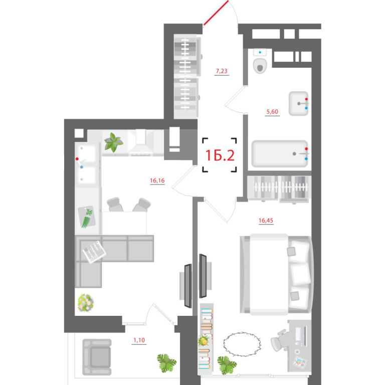 Продается 1-комнатная квартира 46.54 кв. м в Киеве, ул. Мокрая(Кудряшова), 8-10 - фото 1