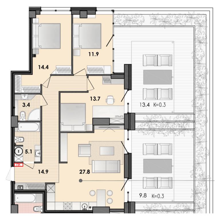 Продается 3-комнатная квартира 117.1 кв. м в Днепре, ул. Исполкомовская, 21-23 - фото 1