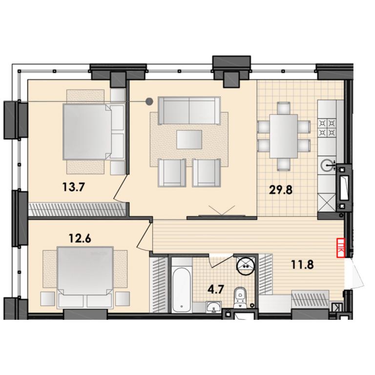 Продается 2-комнатная квартира 74.2 кв. м в Днепре, ул. Исполкомовская, 21-23