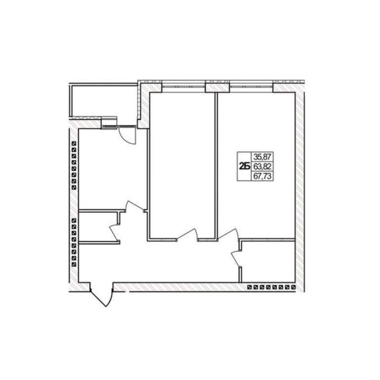 Продается 2-комнатная квартира 67.73 кв. м в Агрономичном, ул. Гагарина, 9 - фото 1