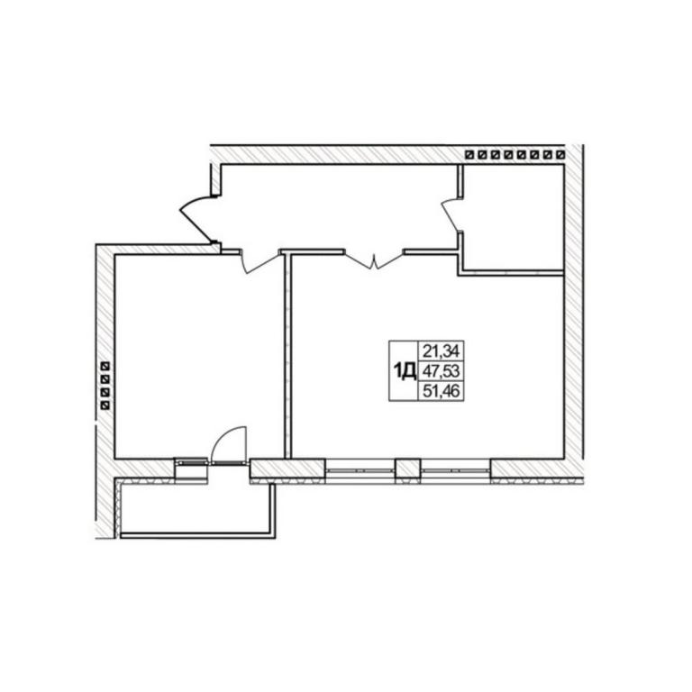 Продается 1-комнатная квартира 51.46 кв. м в Агрономичном, ул. Гагарина, 9