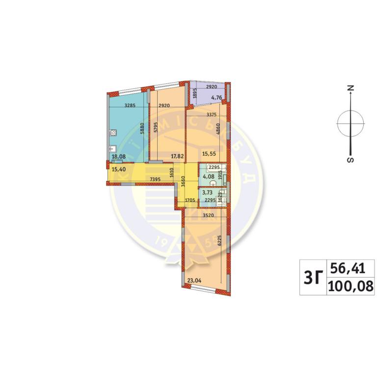 Продается 3-комнатная квартира 100.08 кв. м в Киеве, ул. Богатырская, 32