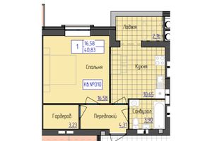 Продается 1-комнатная квартира 40.83 кв. м в Мукачеве, цена: 857430 грн