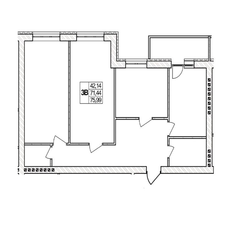 Продається 3-кімнатна квартира 75.99 кв. м у Агрономічному - фото 1