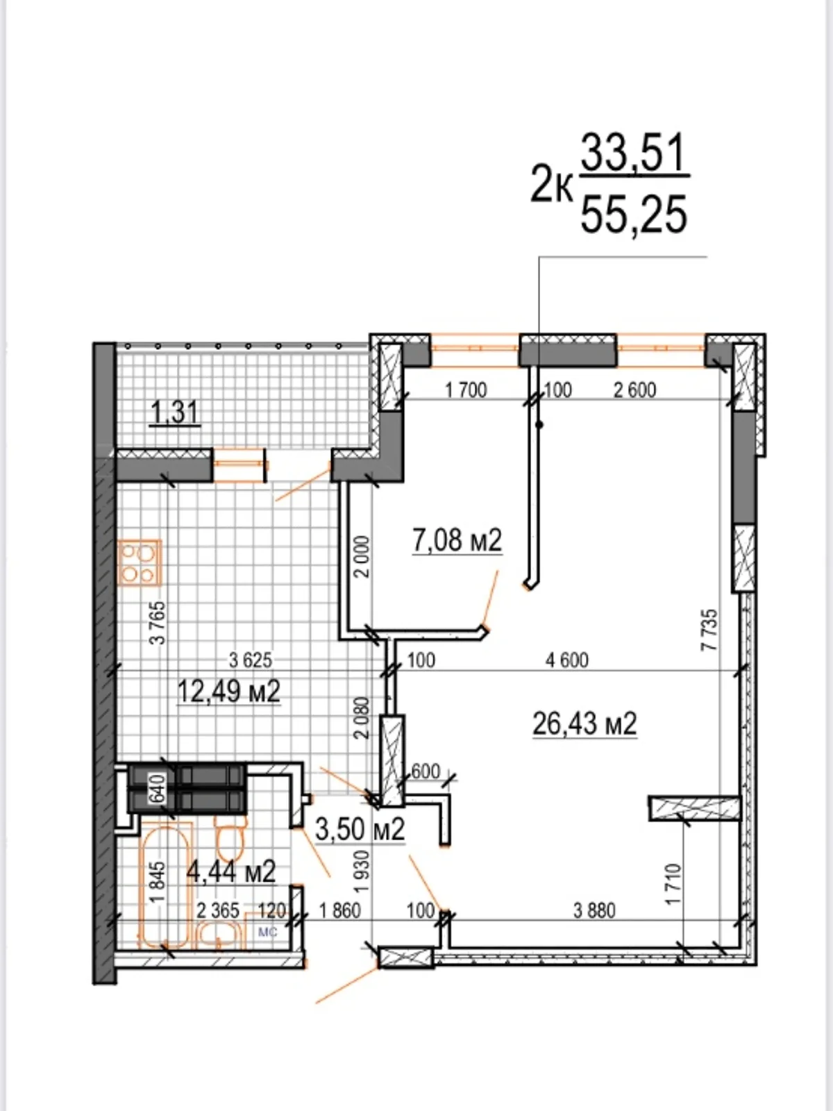 Продается 2-комнатная квартира 56 кв. м в Житомире, цена: 48000 $