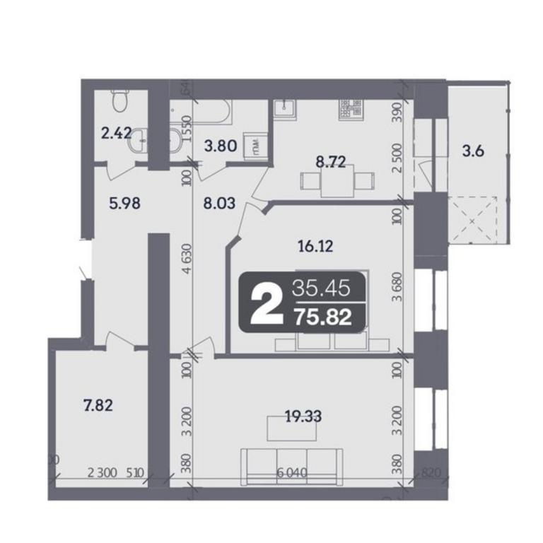 Продается 2-комнатная квартира 75.82 кв. м в Полтаве, цена: 64690 грн