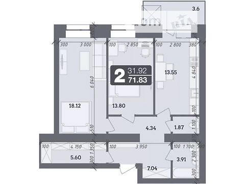 Продается 2-комнатная квартира 71.83 кв. м в Полтаве, цена: 60413 $