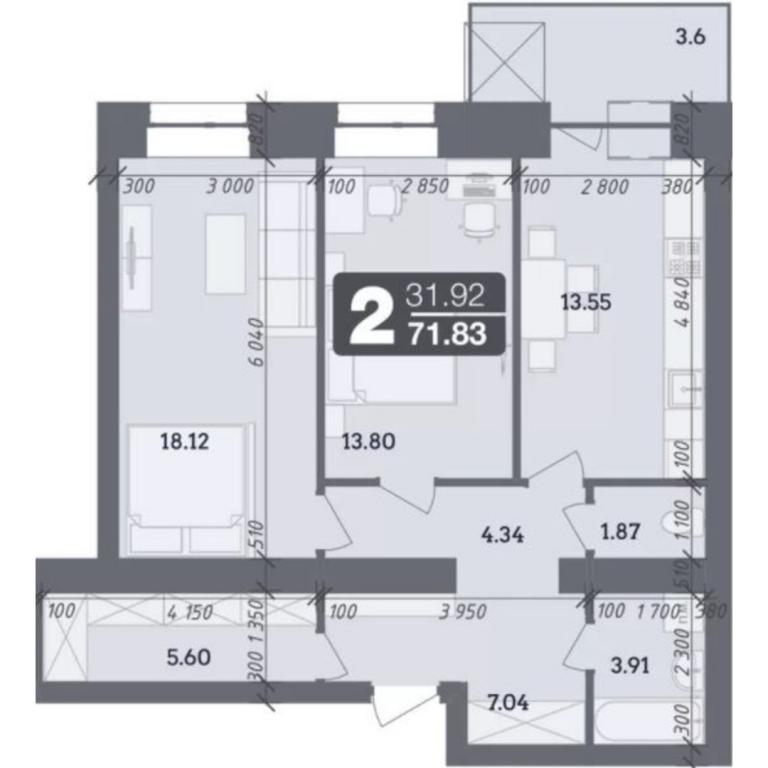 Продається 2-кімнатна квартира 71.83 кв. м у Полтаві, вул. Великотирнівська - фото 1