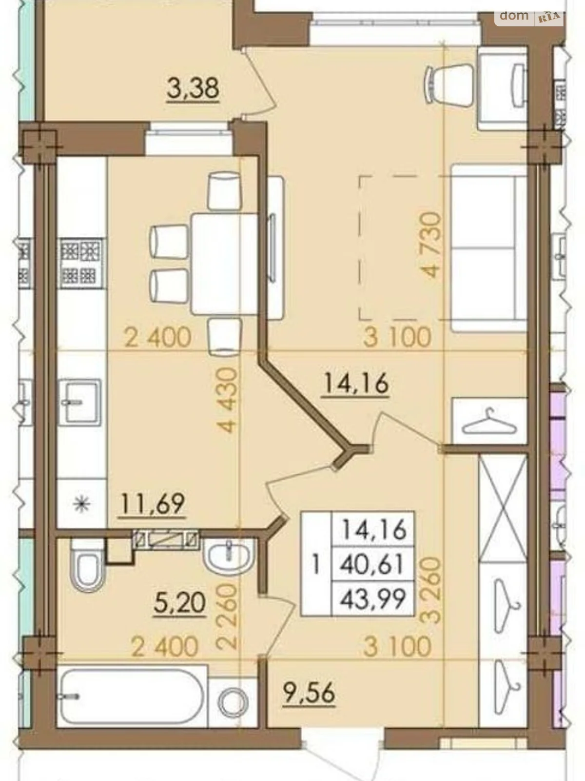 Продается 1-комнатная квартира 41 кв. м в Полтаве, ул. Европейская, 146Е