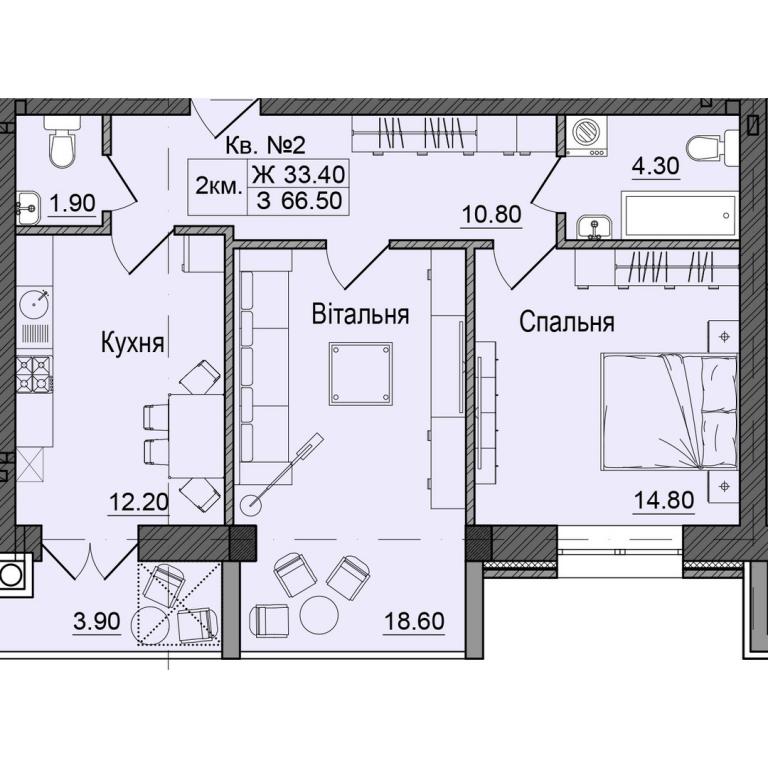 Продается 2-комнатная квартира 66.5 кв. м в Черновцах, цена: 63175 $