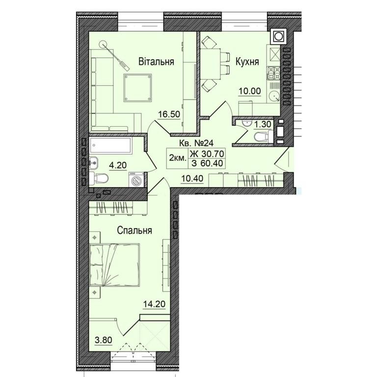 Продается 2-комнатная квартира 60.4 кв. м в Черновцах, ул. Сторожинецкая - фото 1