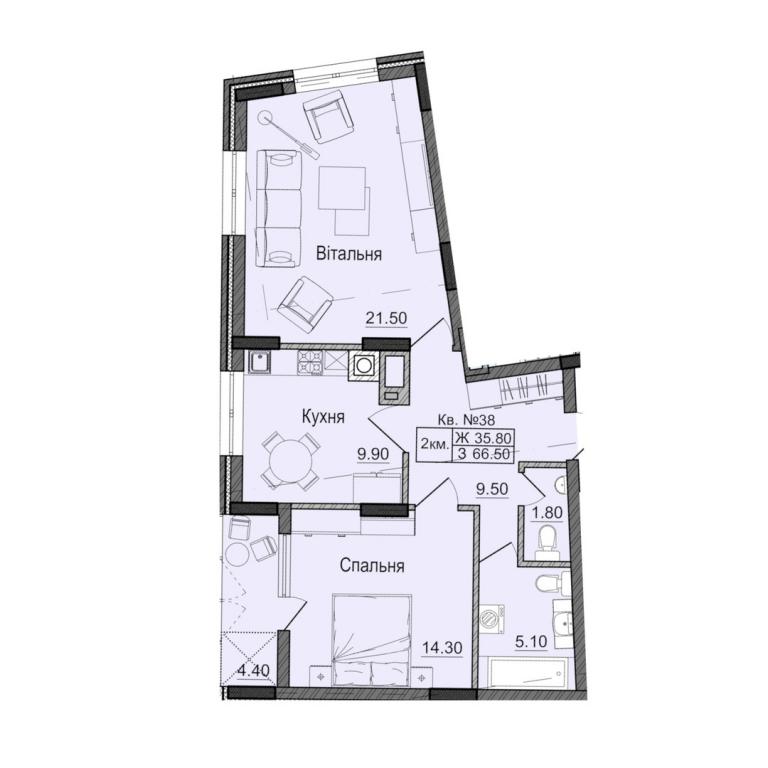 Продается 2-комнатная квартира 66.5 кв. м в Черновцах, ул. Сторожинецкая - фото 1