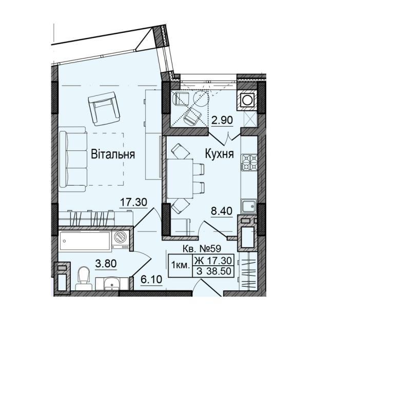 Продается 1-комнатная квартира 38.5 кв. м в Черновцах, ул. Сторожинецкая