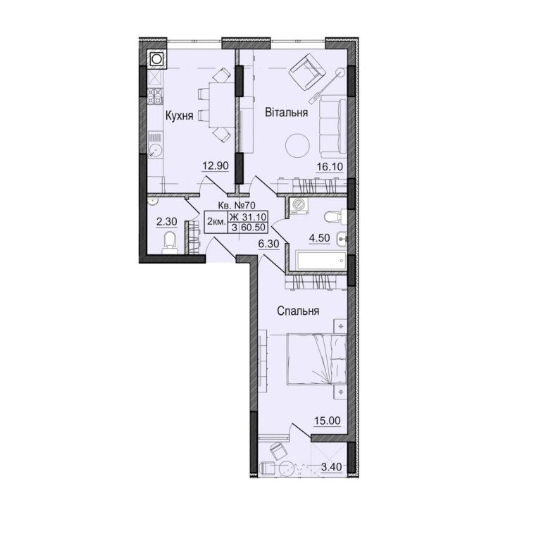 Продается 2-комнатная квартира 60.5 кв. м в Черновцах, ул. Сторожинецкая - фото 1