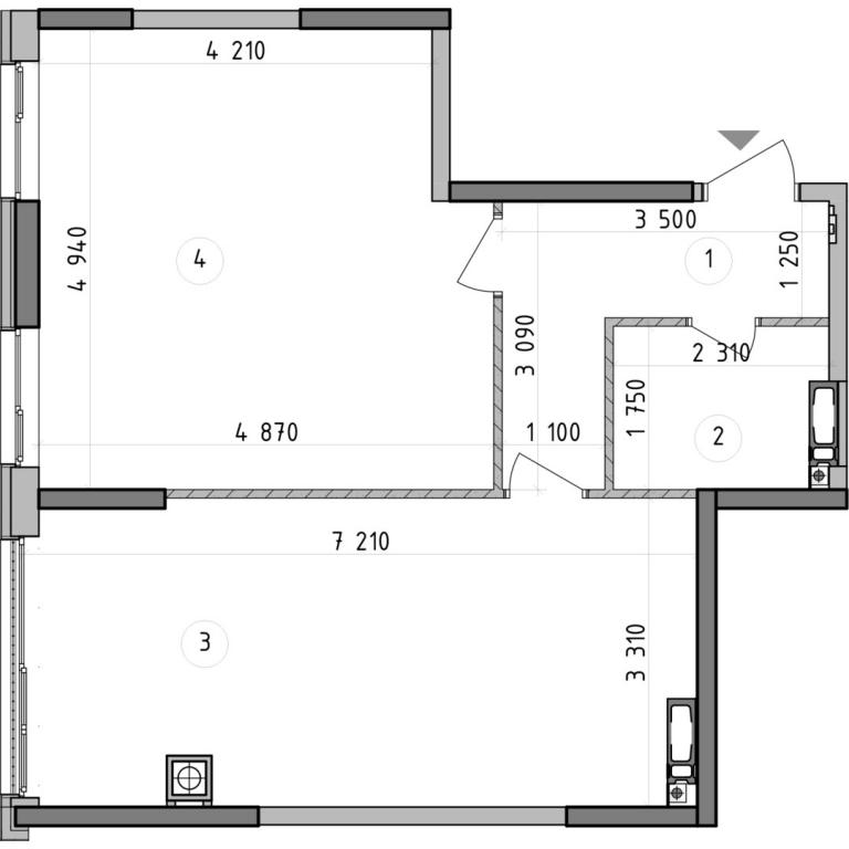 Продается 1-комнатная квартира 56.16 кв. м в Гатном, цена: 69972 $