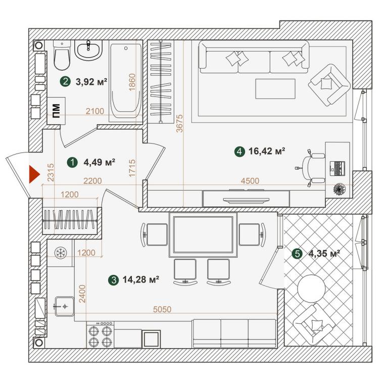 Продается 1-комнатная квартира 43.46 кв. м в Киеве, ул. Днепроводская, 1