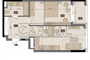 Продается 1-комнатная квартира 53 кв. м в Киеве, ул. Деловая