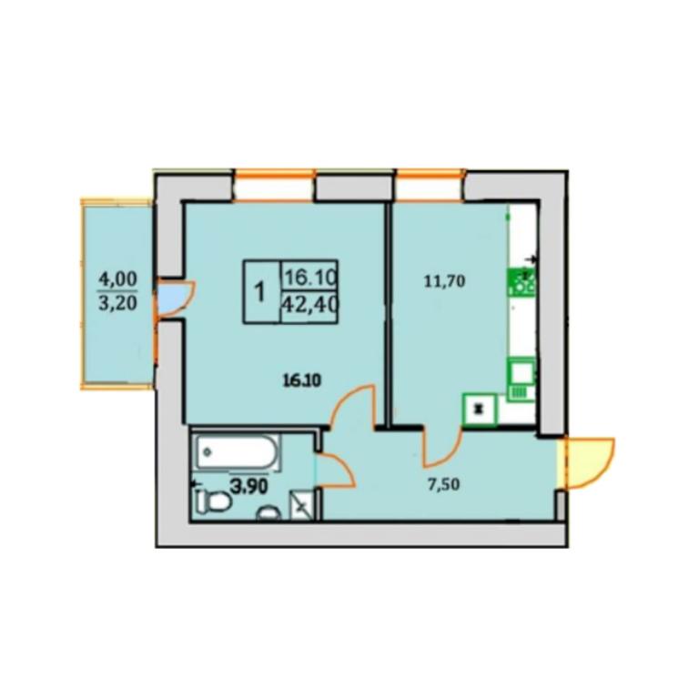 Продается 1-комнатная квартира 42.4 кв. м в Буче, ул. Ивана Кожедуба