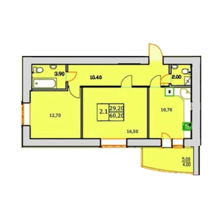 Продается 2-комнатная квартира 60.2 кв. м в Буче, ул. Ивана Кожедуба