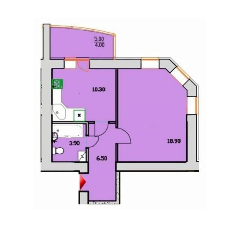 Продается 1-комнатная квартира 43.6 кв. м в Буче, цена: 29393 $