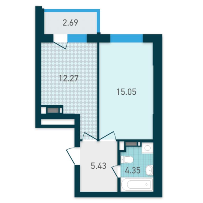 Продается 1-комнатная квартира 39.79 кв. м в Киеве, пер. Индустриальный, 2