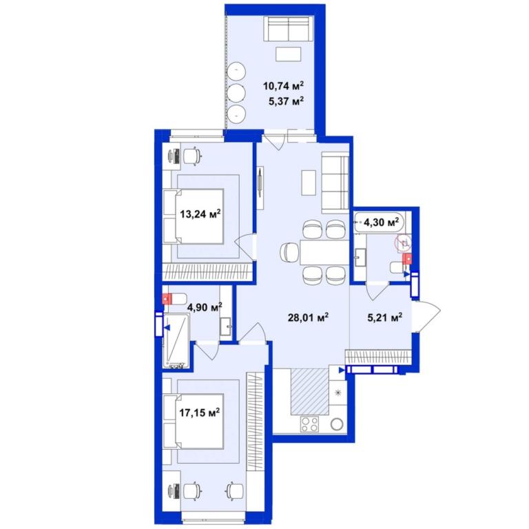 Продается 2-комнатная квартира 78.8 кв. м в Ирпене, цена: 90620 $