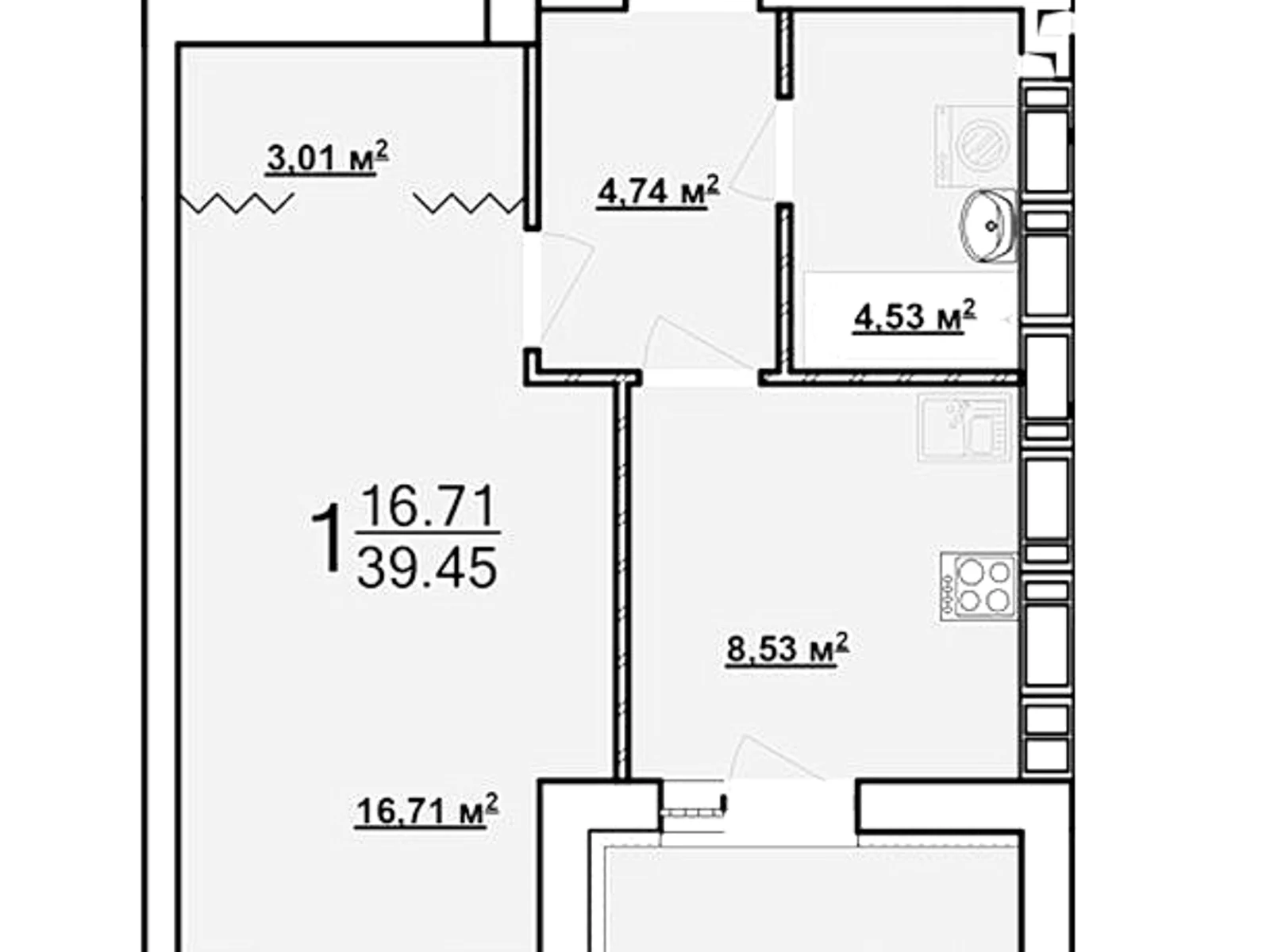 Продается 1-комнатная квартира 39.45 кв. м в Харькове, бул. Мира, 8