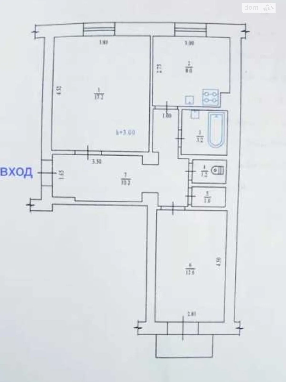 Продається 2-кімнатна квартира 54 кв. м у Полтаві, вул. Соборності